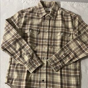 Taylor Stitch Ledge Beige and Brown Plaid Shirt